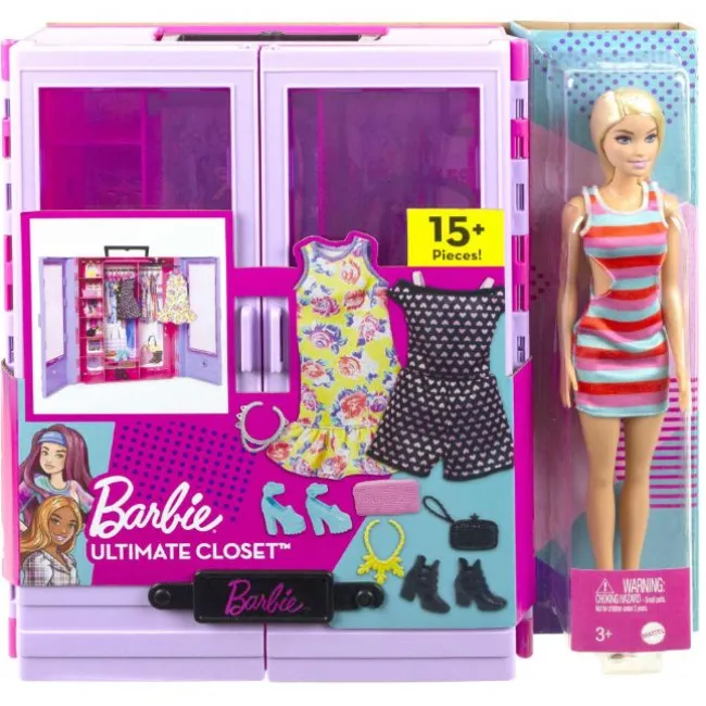 Barbie Klædeskab med Tilbehør & Dukke