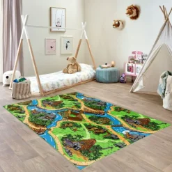 Gulvtæppe, Legetæppe Dinosaur 140x200cm