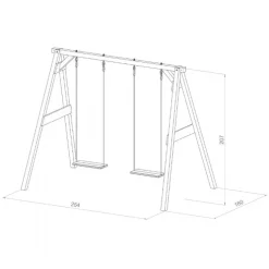 Gyngestativ m 2 gynger hvid/brun