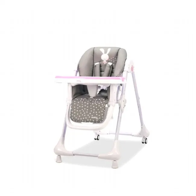 Højstol med hjul, Kanin/Pink