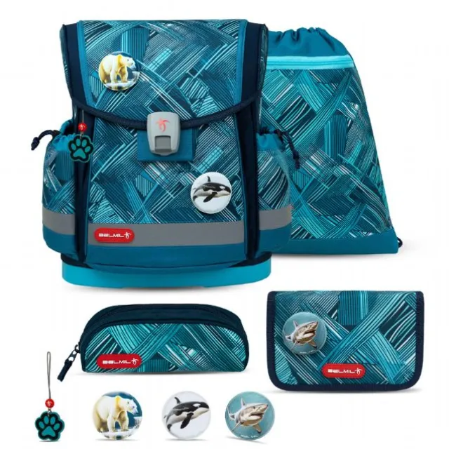 Ice Blue Skoletaske med 5 Dele