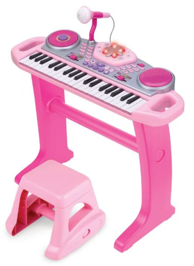 Keyboard til børn med skammel Pink
