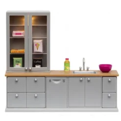 Lundby køkken m/opvaskemask. Lys i skabe