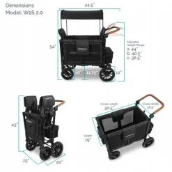 Luxe Double Foldbar Trækvogn - Sort