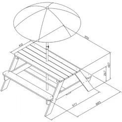 Nick Picnic Bord m Parasol brun