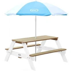 Nick Picnic Bord m Parasol brun/hvid