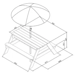 Nick vand/sand bord m. parasol brun/hvid