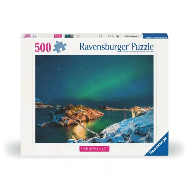 Nordlys i Bergsfjord 500 Brikker