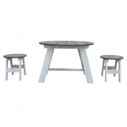 Picnic bord og stole grå/hvid, 3 dele