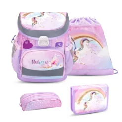 Rainbow Unicorn Skoletaske med 4 Dele