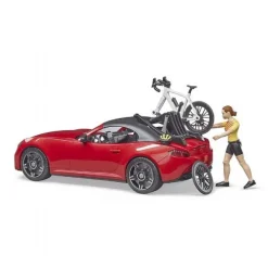 Rød roadster med cykelrytter