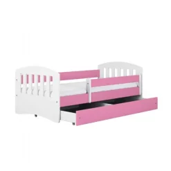 Seng m. Skuffe og Madras Pink