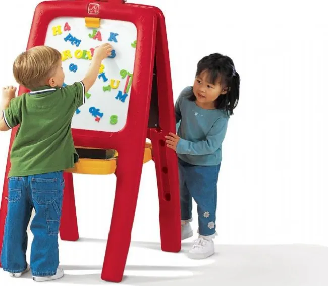 Staffeli med tavle og whiteboard rød