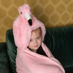 Tæppe med hætte, flamingo