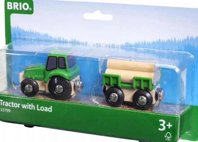 Traktor m/vogn og tømmer