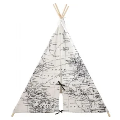 Verdenskorts Tipi sort/hvid