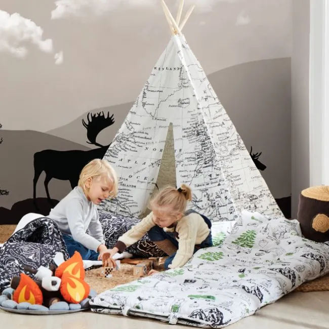 Verdenskorts Tipi sort/hvid